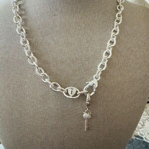 Judith Ripka Lock n Key Silver Chain Necklace